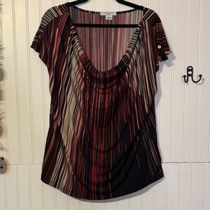 Striped Women's Top - Red and Black Sz 1x